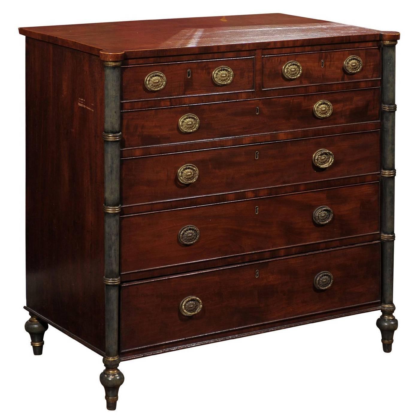 Regency Faux Bamboo and Mahogany Chest