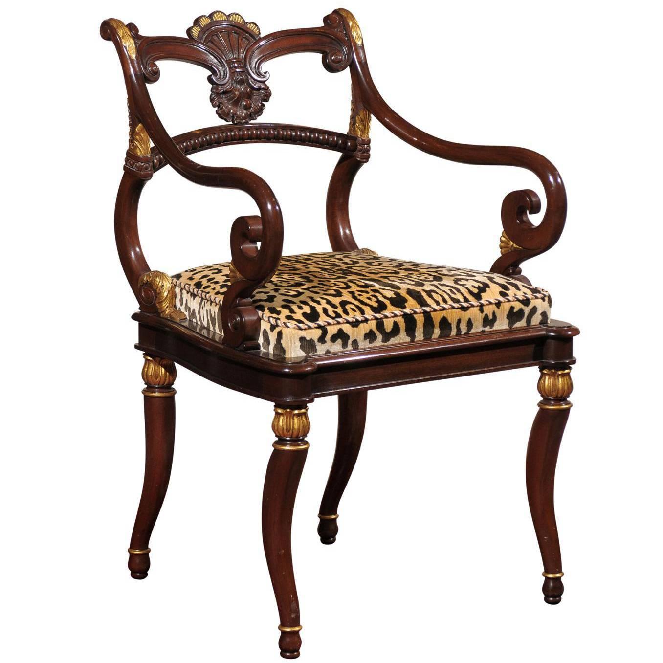 Regency Style Parcel Gilt Armchair