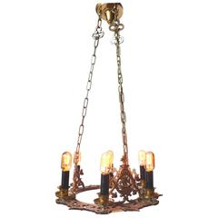 Pair of Early 20th Century Bronze Chandeliers
