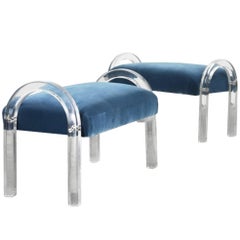 Pair of Lucite Arched Benches by Charles Hollis Jones