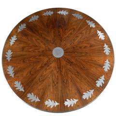 Poul Cadovius Rosewood Coffee Table with Leaf Design Inlay