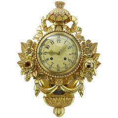 20th Century Swedish Westerstrand Rococo Style Gilt Carved Wood Wall Clock