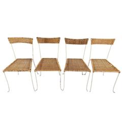 Set of Four Vintage French Wicker Chairs