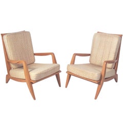 Pair of French Modernist Lounge Chairs by Roger Rene Landault