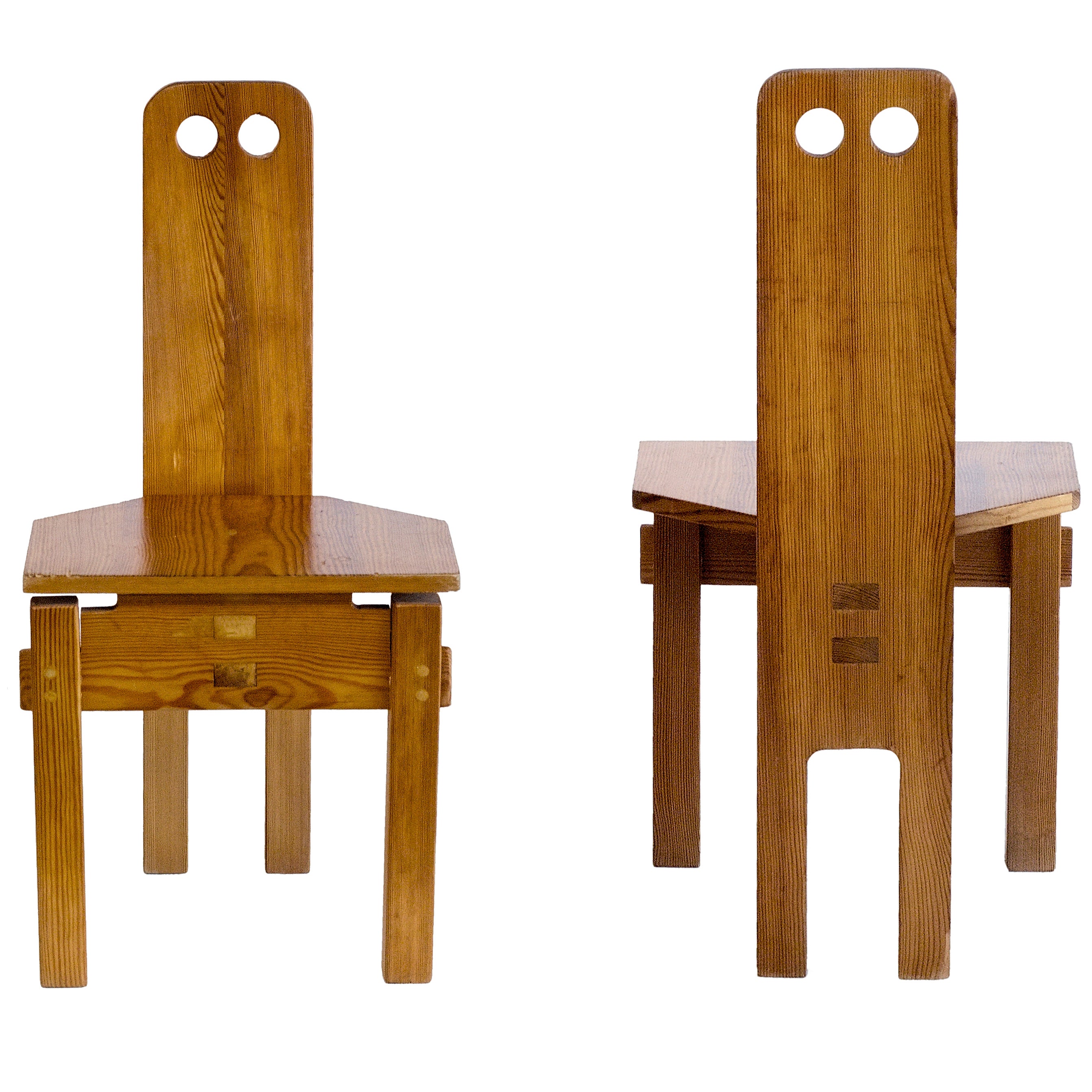 Pair Of Solid Wood Circle Cut Out Chairs By Ter Gullert Circa Pair Of Solid Wood Circle Cut Out Chairs By Ter Gullert Circa 1967 At 1stdibs