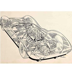 Original "Cutaway" Drawing of the Lotus 30 Racing Car by Brian Hatton