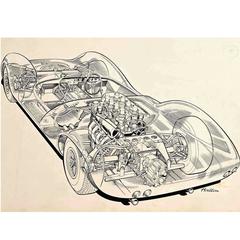 Original "Cutaway" Drawing of the Lotus 30 Racing Car by Brian Hatton 8