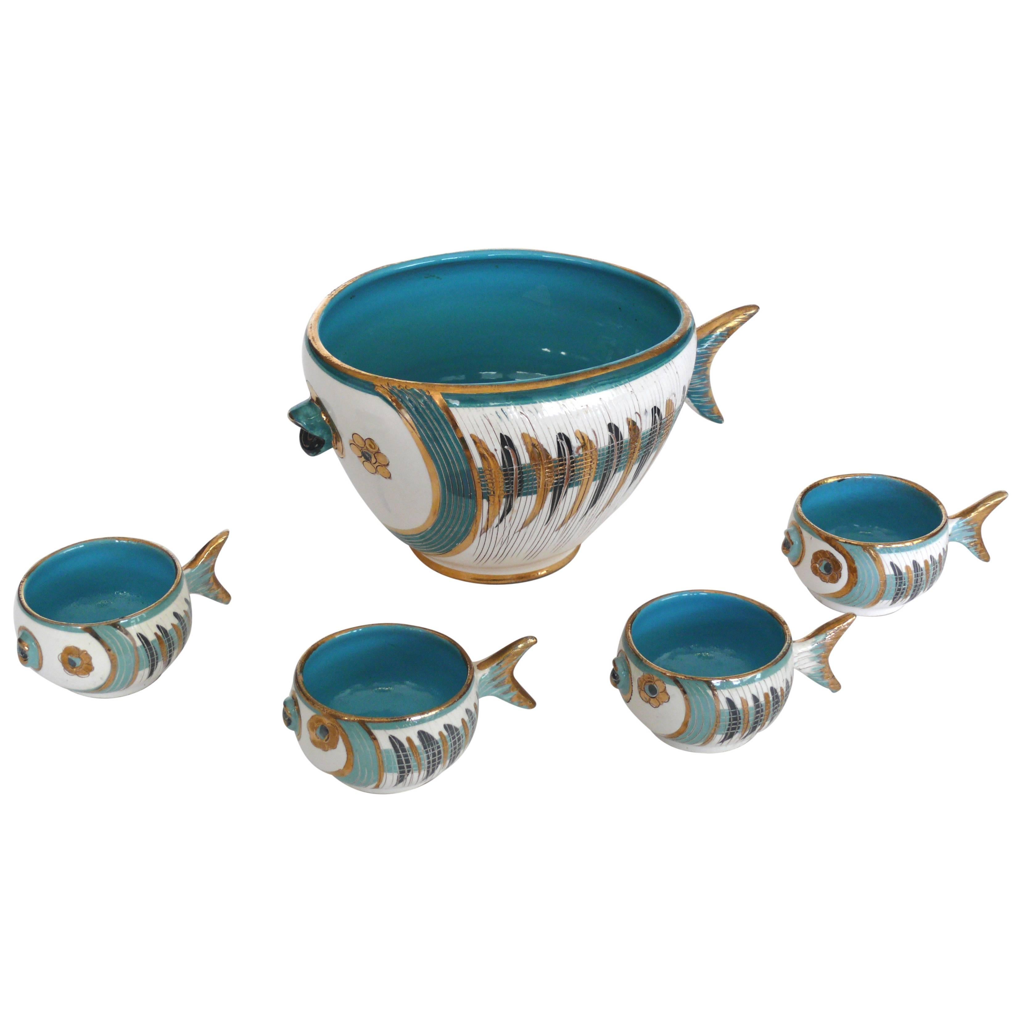 Bitossi for Raymor Fish Bowl and Cups