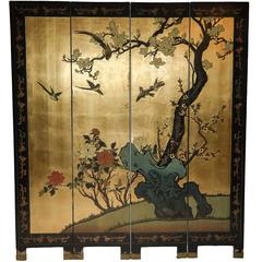 20th Century Chinoiserie Double-Sided Four-Panel Screen
