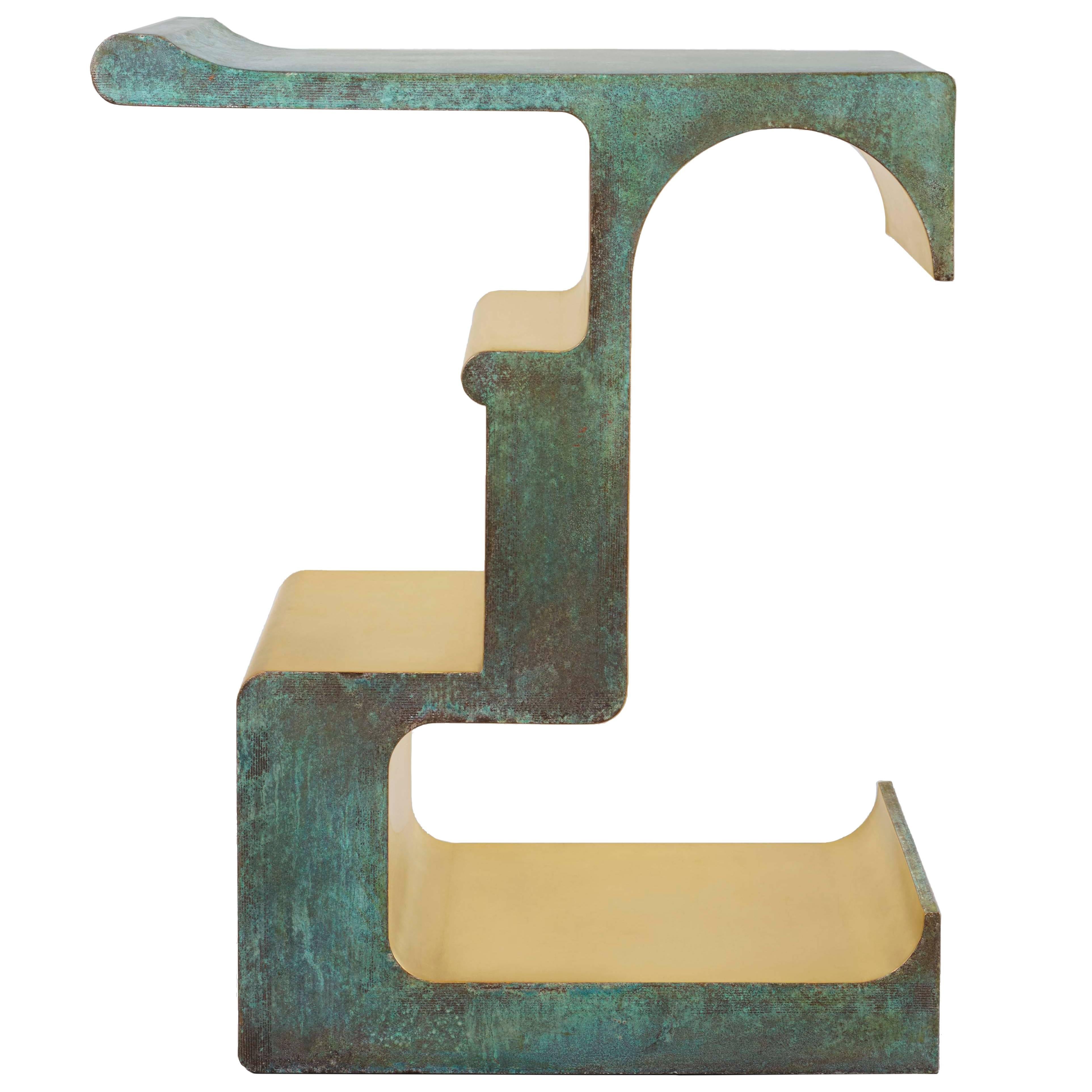 Table d'appoint XiangSheng I n° 3, bronze avec patine verte étrusque par Studio MVW 