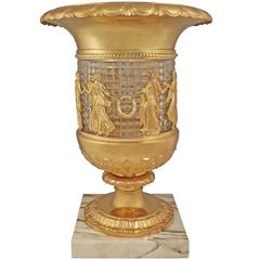 French 19th Century Louis XVI Style Baccarat Crystal and Ormolu Urn