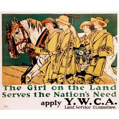 Antique American Government Poster for the Y.W.C.A., 1918