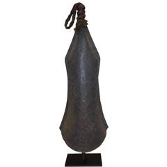 African Hammered Iron Gong with Original Rope on Custom Mount