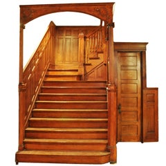 Vintage Victorian Quartersawn Oak Staircase, circa 1895