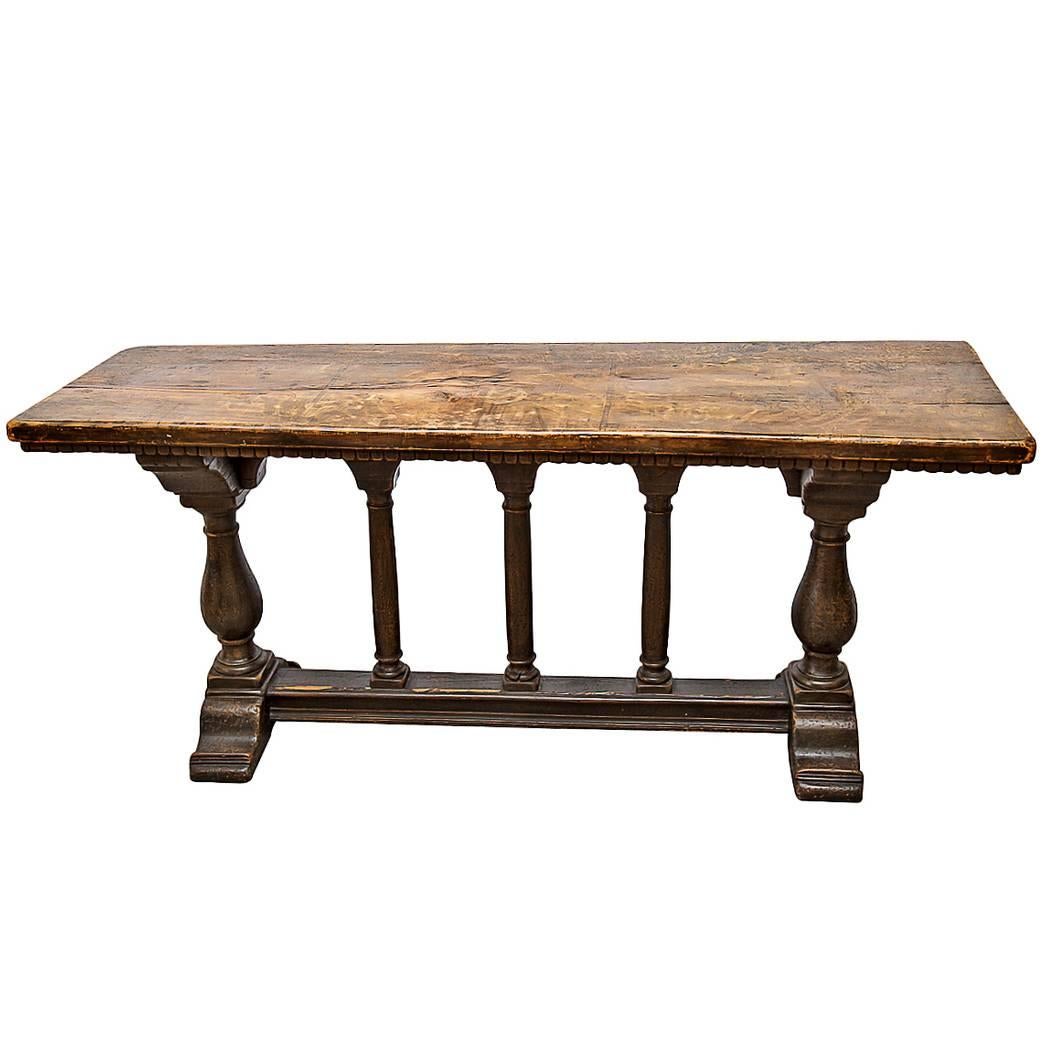 Italian Antique Baroque Style Console Trestle Table