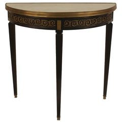 Jansen French Louis XVI Style Ebonized Marble Top Console Table