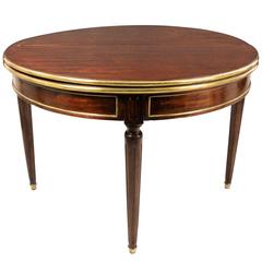 French Mahogany and Brass Games Table