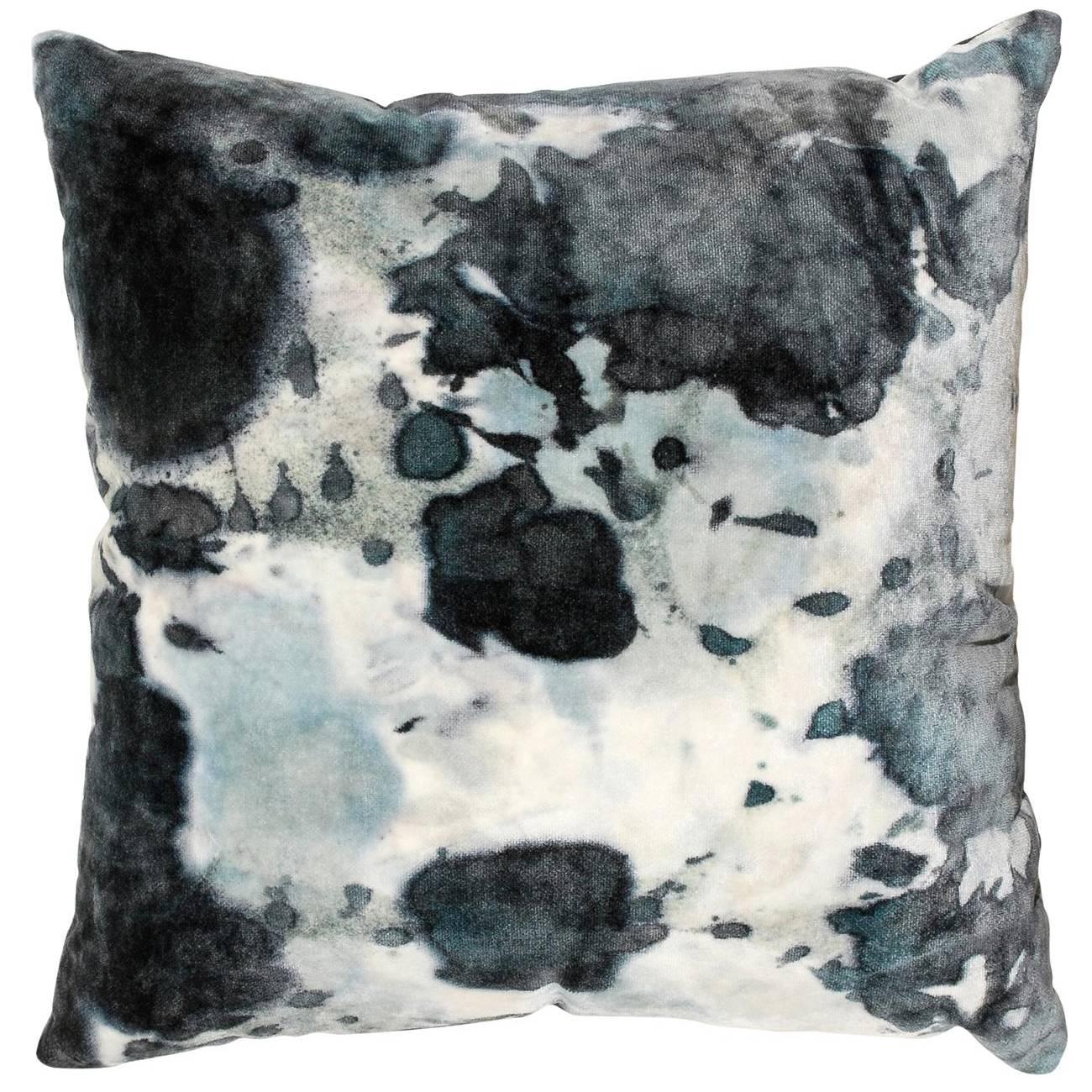 Blue Watercolor Pillow For Sale