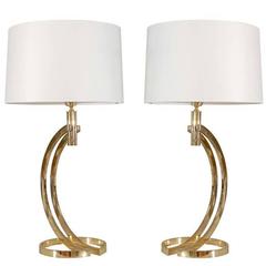Pair of Vintage Brass Arch Lamps