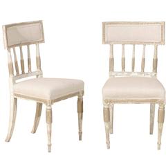 Pair of Swedish Period Gustavian 19th Century Painted Wooden Chairs