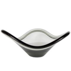 Mid-Century Modernist Smoked Art Glass Bowl by Holmegaard