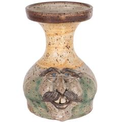 Sophisticated Hand Painted Ceramic Figurative Folk Art Vase