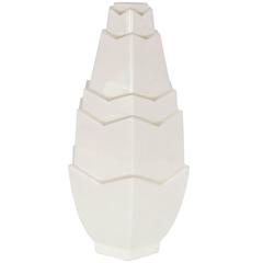 Skyscraper Style Art Deco Crackle Glaze Ceramic Vase by St. Clement