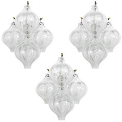 Kalmar Tulipan Wall Lights Sconces, Brass Bubble Glass, circa 1170