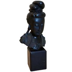 19th Chinese Bronze Head Sculpture of Quan Yin