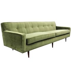 Gorgeous Green Velvet Mid-Century Modern Sofa