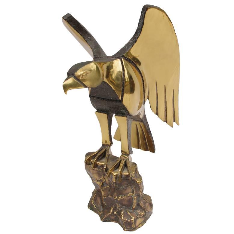 Daniel Chassin, aigle, sculpture en laiton doré, 1995 en vente