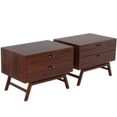 Pair of Rosewood Side Tables with Pierced Pulls by Thomas Hayes Studio