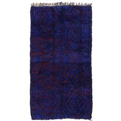 Vintage Moroccan Rug by Beni Ourain in Cobalt Blue