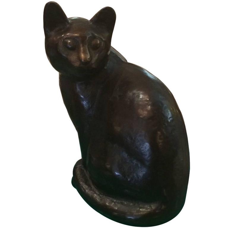 Adorable Bronze Cat Sculpture at 1stDibs