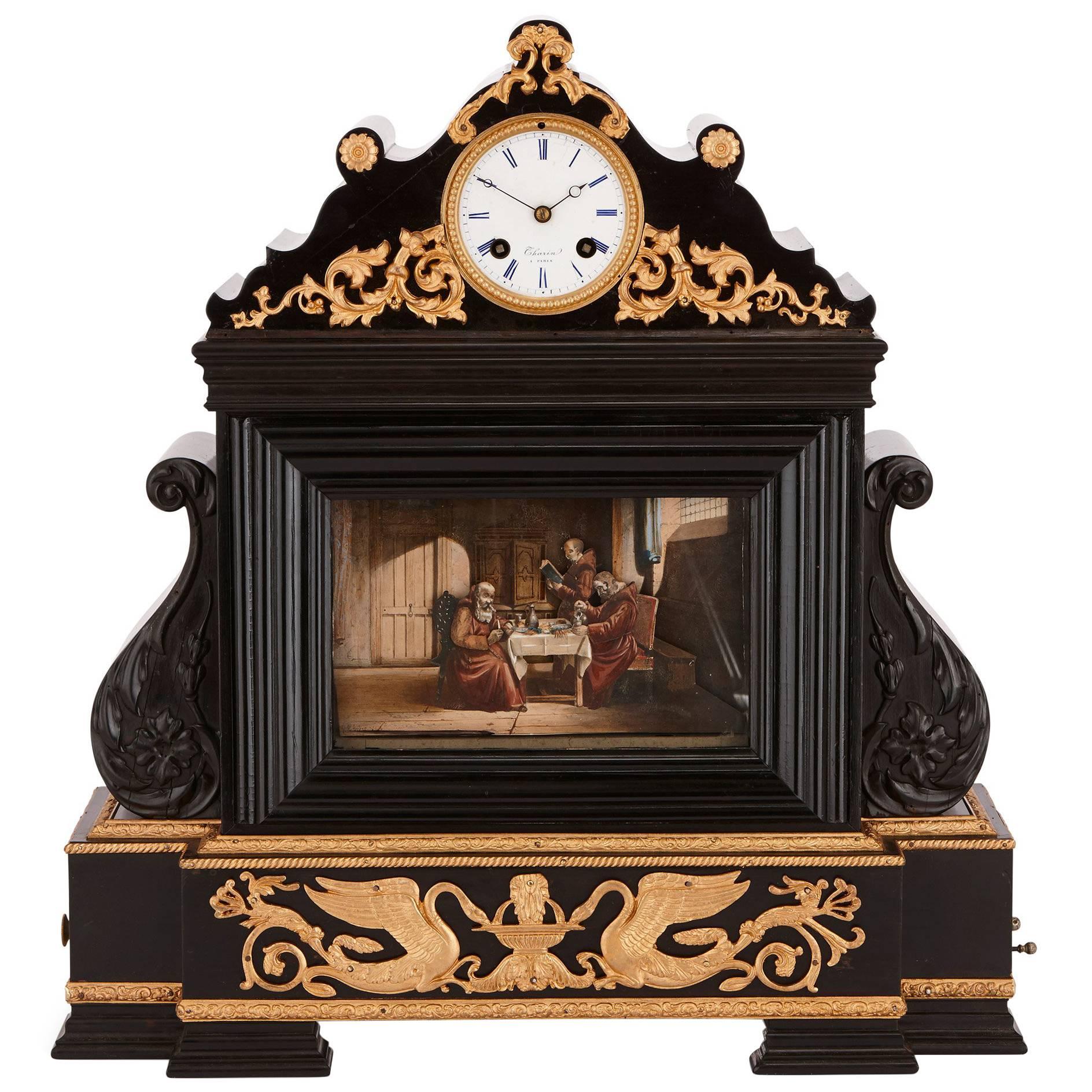 19th Century French musical automaton clock  For Sale