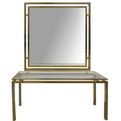1970s Belgo Chrome Console Table with Mirror