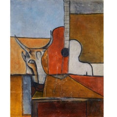 Latin American Cubist Modern Painting by Luis H. Padilla of Honduras, 1970