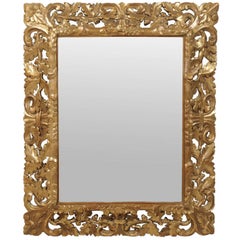 19th Century French Gilded Mirror with Carved Frame