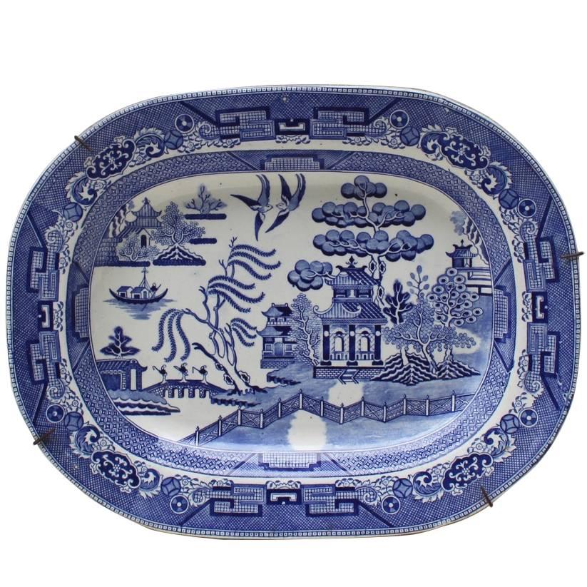 Early 19th Century English Blue Willow Platter