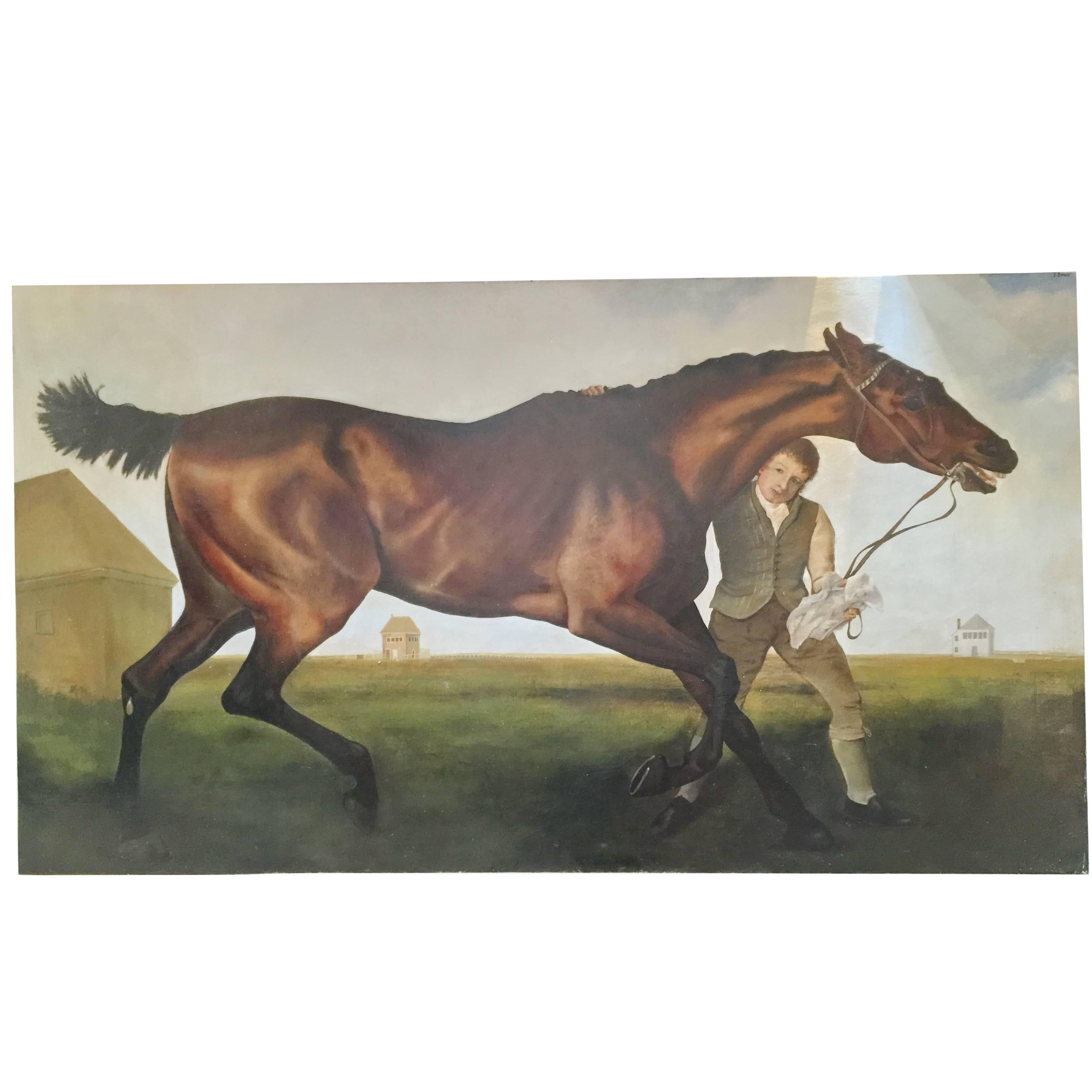 Large Equestrian Oil Painting after George Stubbs For Sale