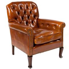 Antique Leather Buttoned Victorian Armchair