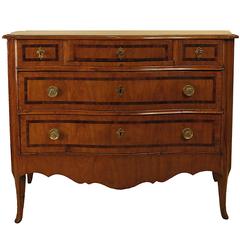 Inlaid Serpentine Italian Fruitwood Chest of Drawers, circa 1800