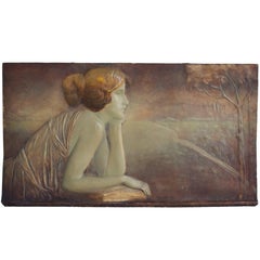 Art Deco Ceramic Bas-Relief by Montenave and Goldscheider