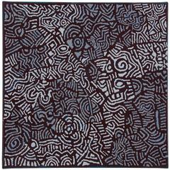 Small Australian Aboriginal Painting with Detailed Abstract Landscape Design