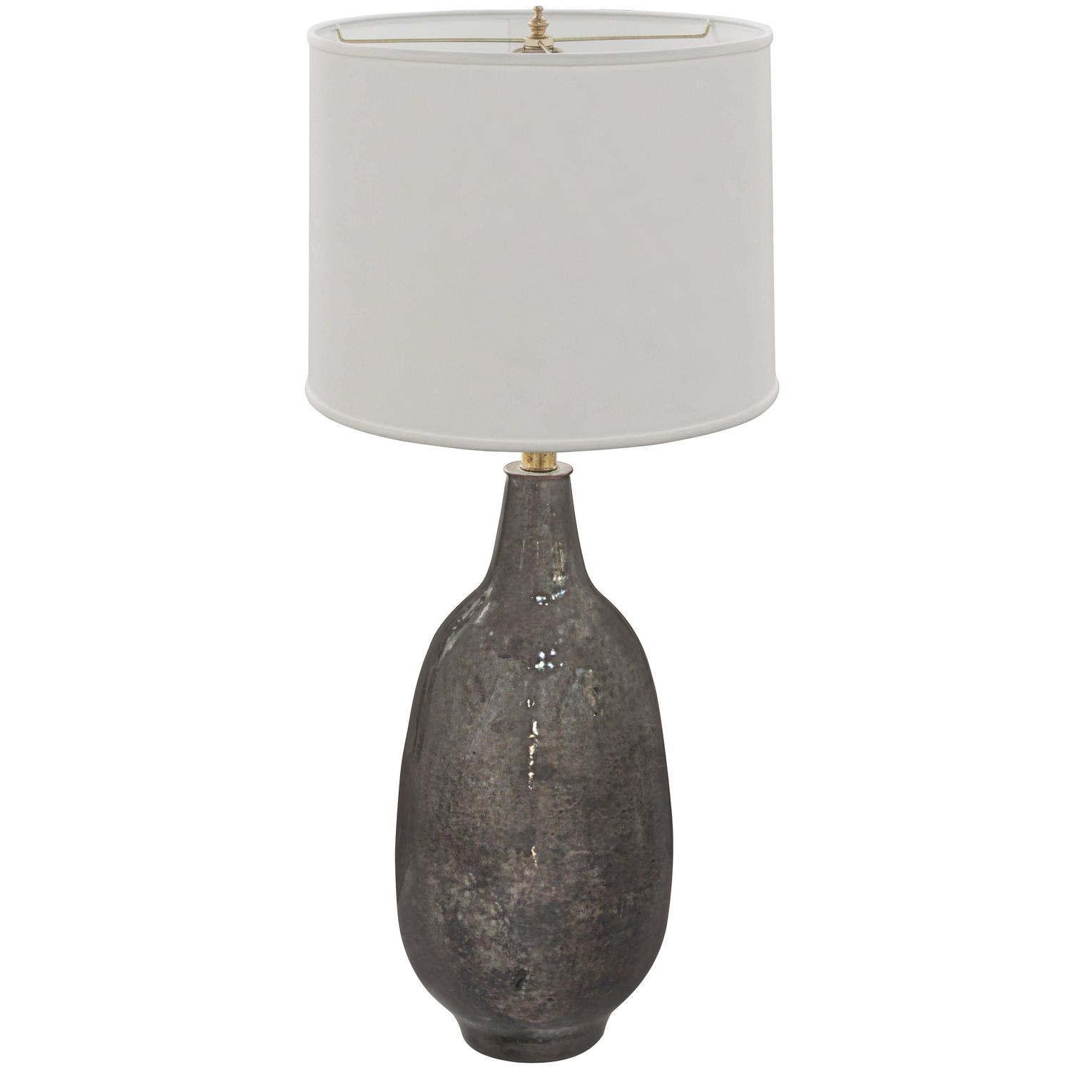 Hand Thrown Ceramic Table Lamp With Metal Glaze By Design Hand Thrown Ceramic Table Lamp With Metal Glaze By Design Technics At 1stdibs