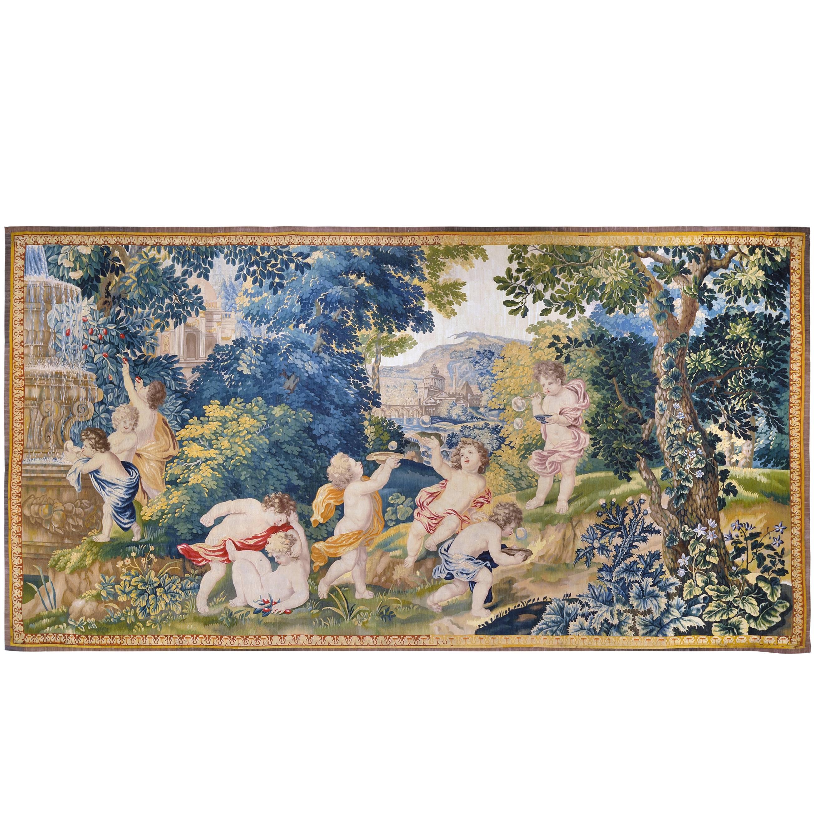 Mortlake 17th Century Rare Tapestry, Children's Games For Sale