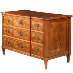 Italian Neoclassical Walnut Commode Antique Chest of Drawers, 19th Century