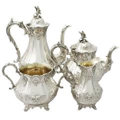 Antique Victorian Sterling Silver Four-Piece Tea Service, Louis Style