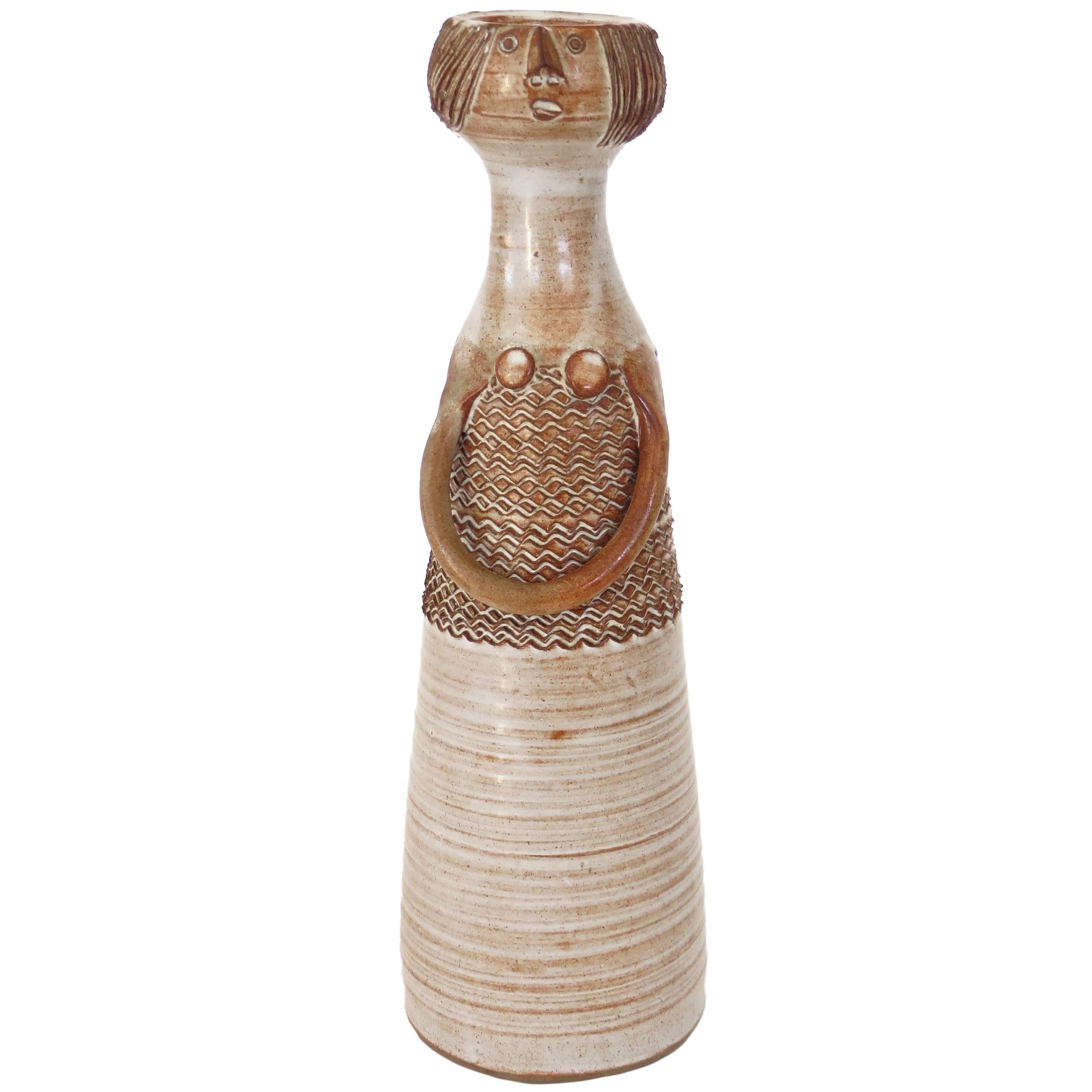 Ceramic Vase by French Ceramicist Jacques Pouchain Signed JP, Atelier Dieulefit