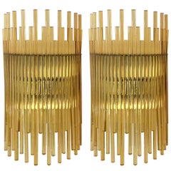 Pair of Vistosi Amber Glass Sconces